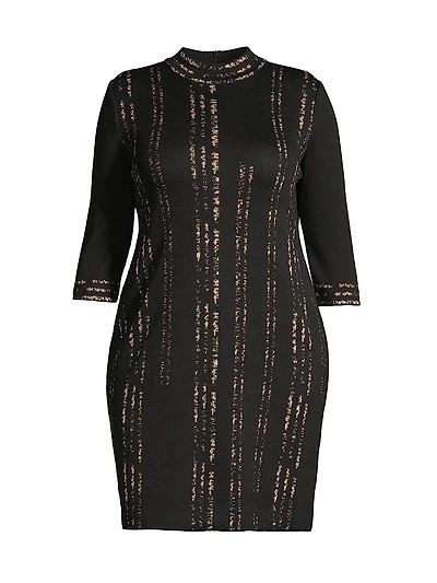 Knit Metallic Mock Turtleneck Dress