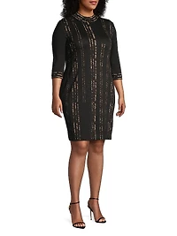 Knit Metallic Mock Turtleneck Dress