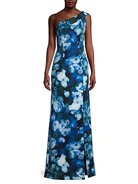 Dolan Floral One-Shoulder Gown