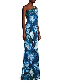Dolan Floral One-Shoulder Gown