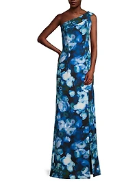 Dolan Floral One-Shoulder Gown