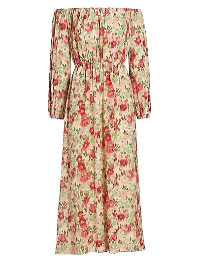 Floral Silk Off-The-Shoulder Dress