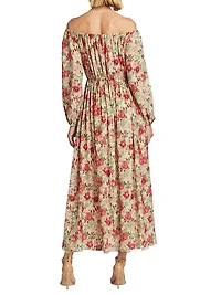 Floral Silk Off-The-Shoulder Dress