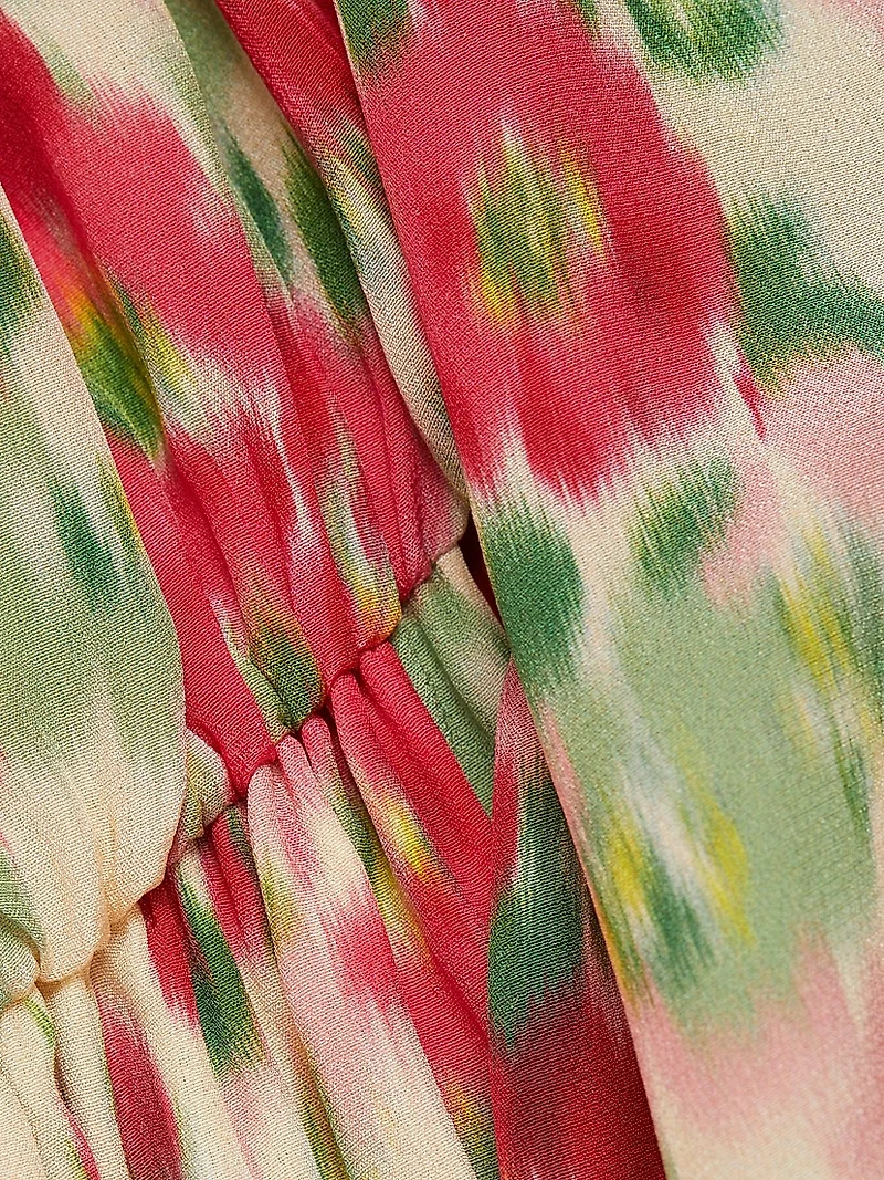 Floral Silk Off-The-Shoulder Dress