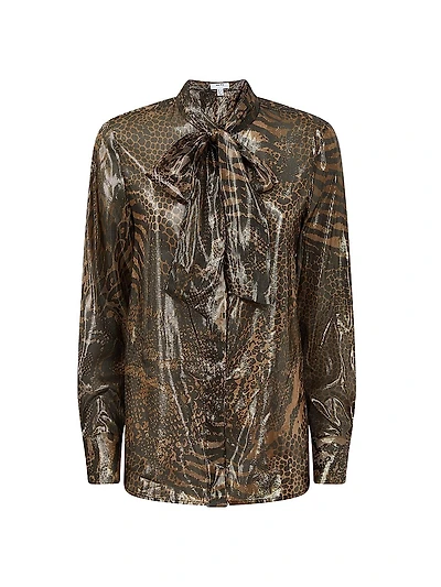 Kendall Animal Tie-Neck Blouse