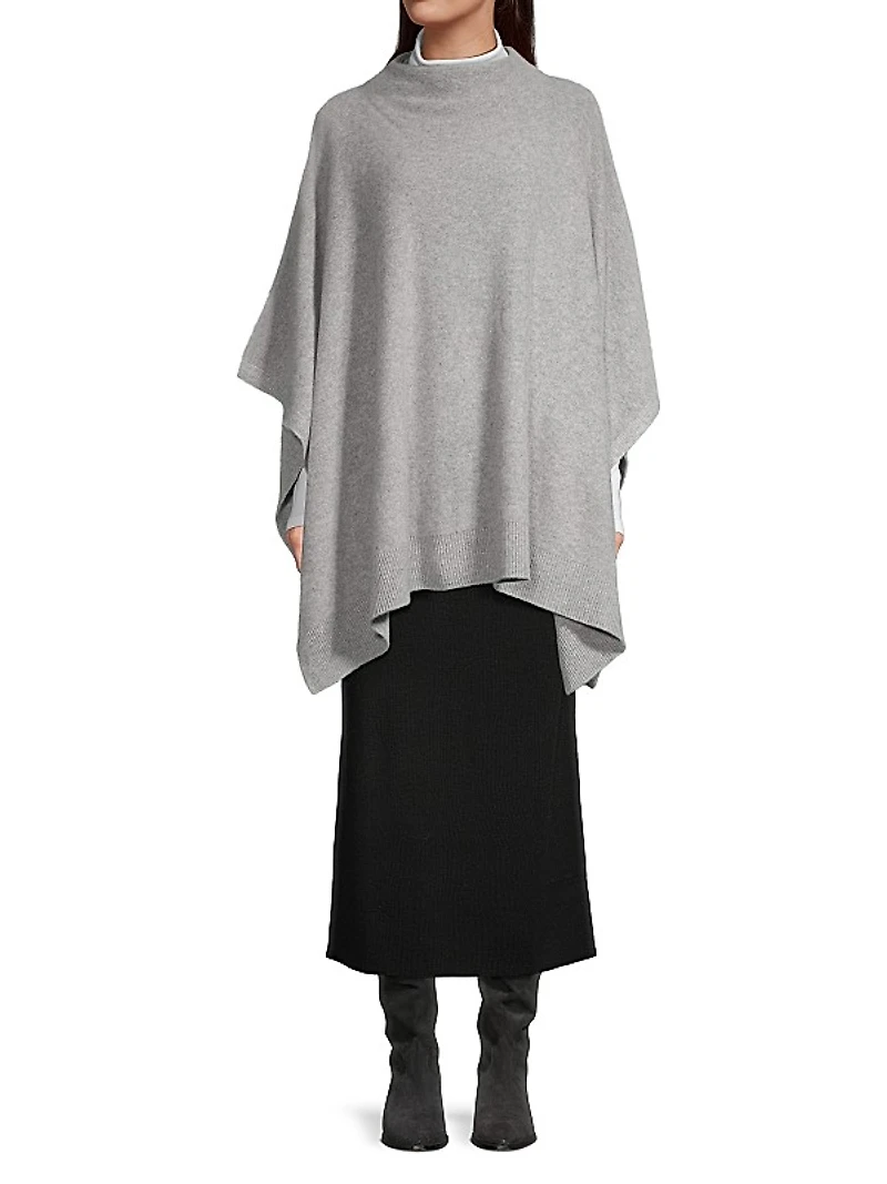 Boiled Cashmere Funnel Neck Poncho