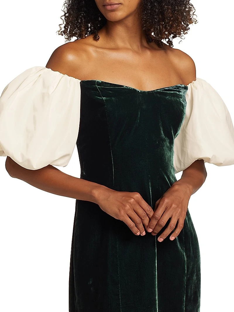 Dali Velvet Puff-Sleeve Minidress