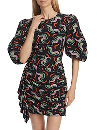 Pia Printed Puff-Sleeve Minidress