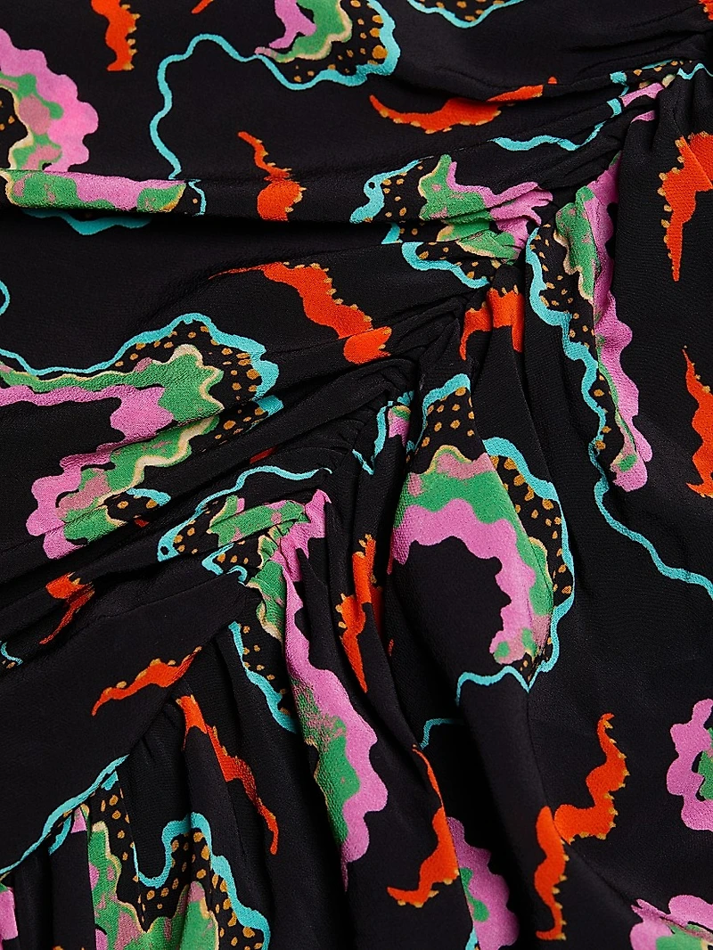 Pia Printed Puff-Sleeve Minidress