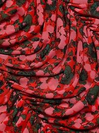 Simona Floral Mesh Ruched Midi-Dress