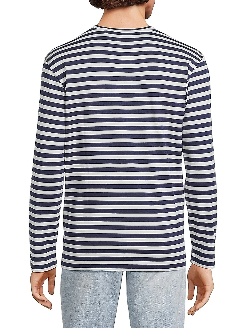 Striped Invader Heart Cotton Long-Sleeve T-Shirt
