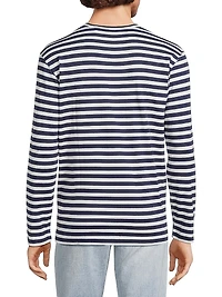 Striped Invader Heart Cotton Long-Sleeve T-Shirt