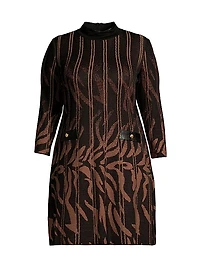 Abstract Funnel Neck Dress