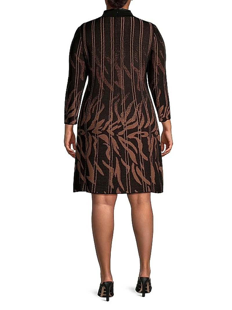 Abstract Funnel Neck Dress