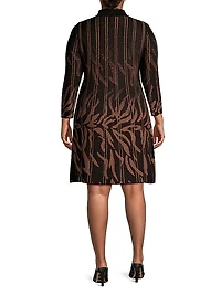 Abstract Funnel Neck Dress