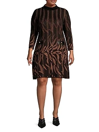 Abstract Funnel Neck Dress