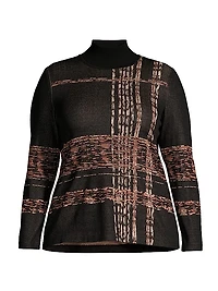 Plaid Jacquard Knit Turtleneck Tunic