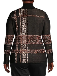 Plaid Jacquard Knit Turtleneck Tunic