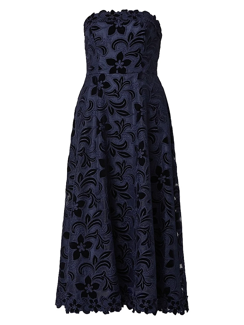 Anessa Strapless Jacquard Dress