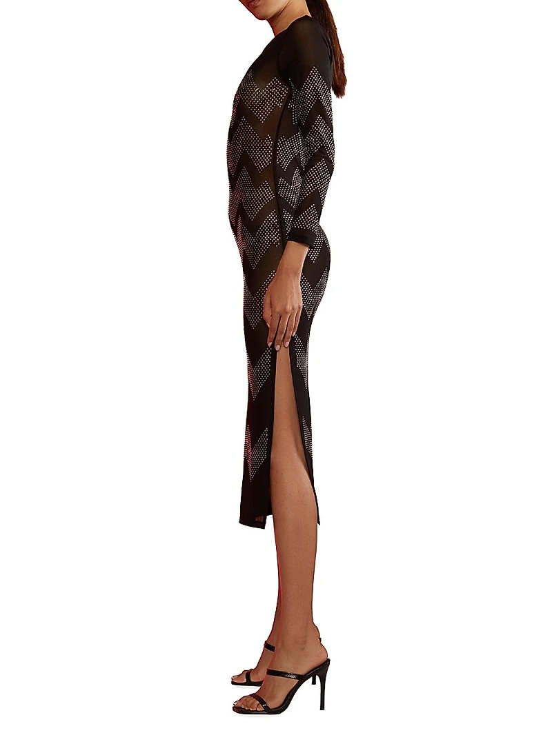 Crystal Mesh Midi Dress