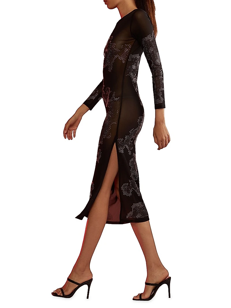 Crystal Mesh Midi Dress