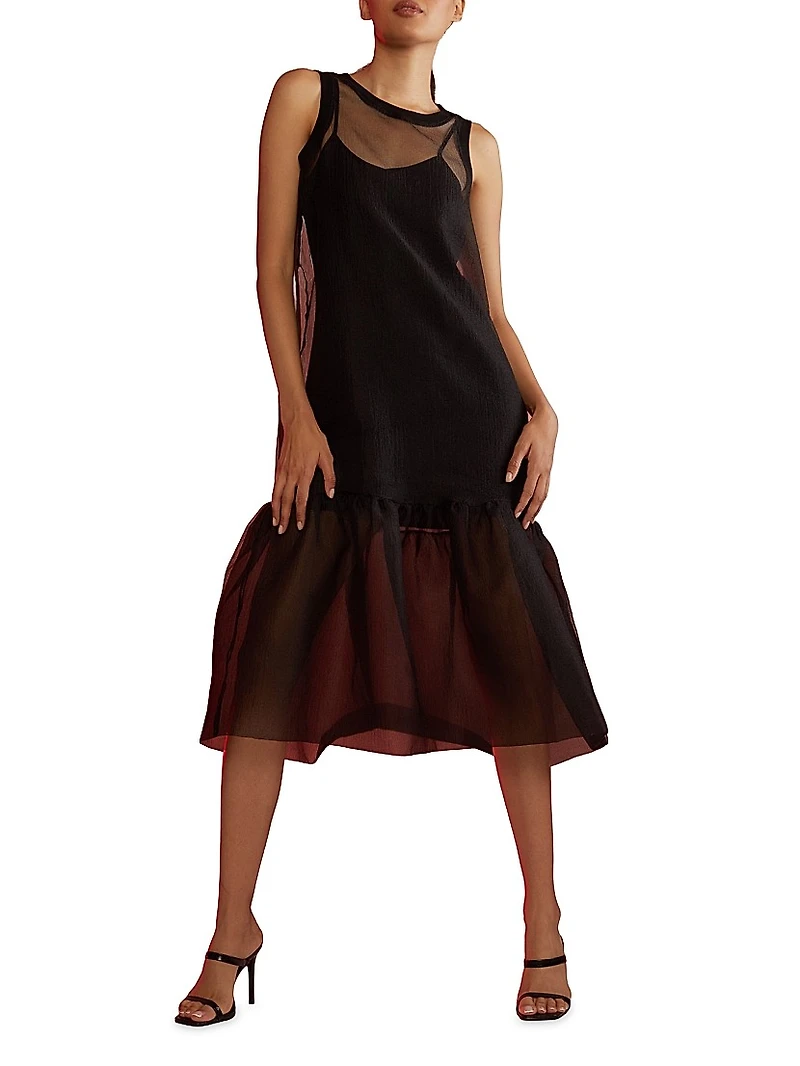 Sheer Organza Midi Dress