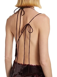 Sequined Fitted Asymmetric Ruched Gown