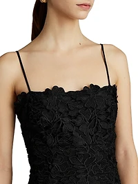 Tiered Guipure Lace Midi-Dress
