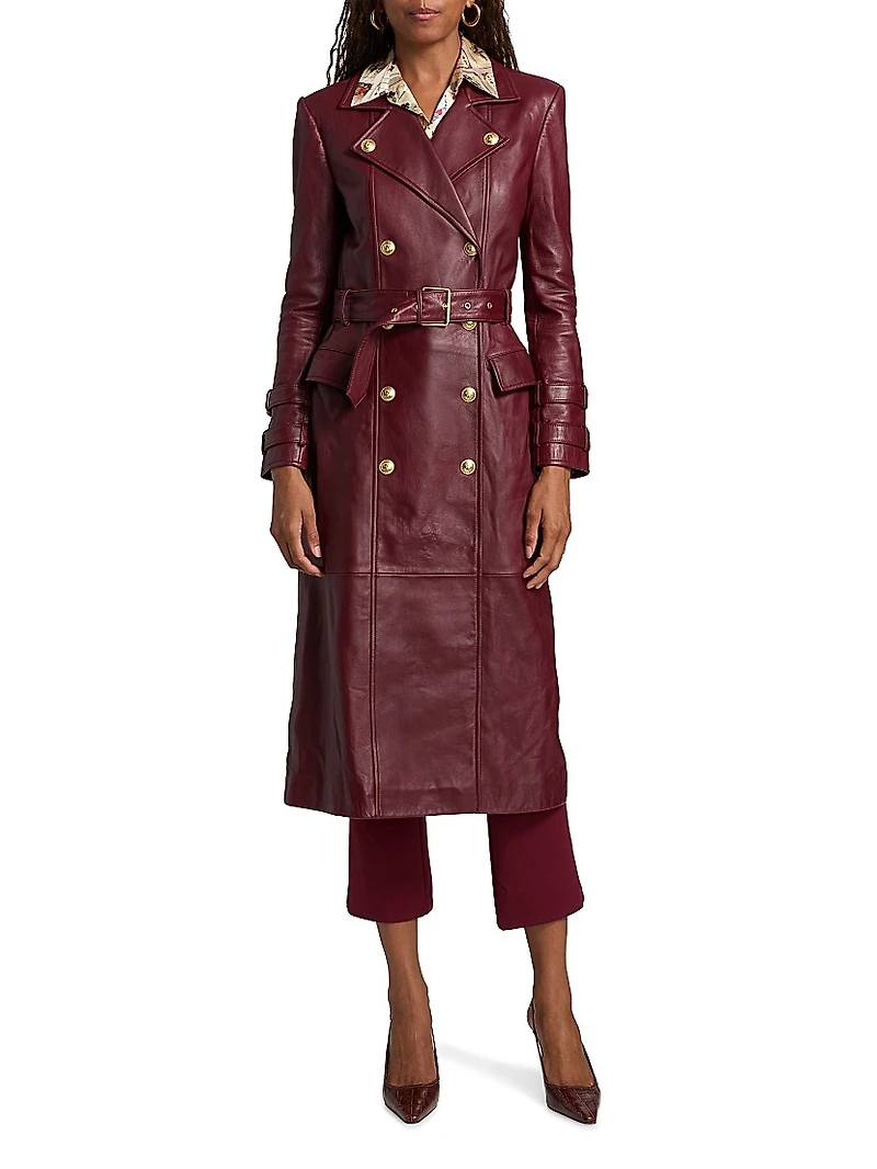 Celina Leather Trench Coat