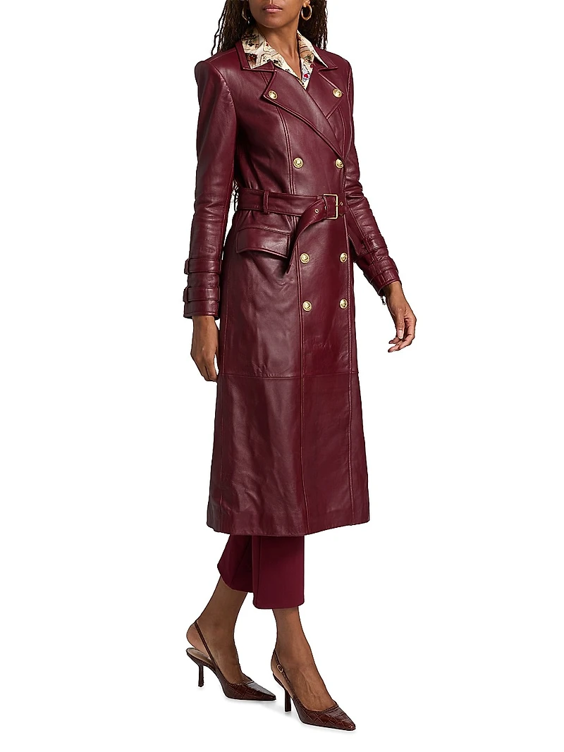 Celina Leather Trench Coat