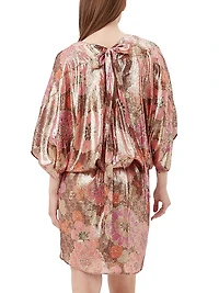 Manhattan Floral Silk-Blend Blouson Minidress