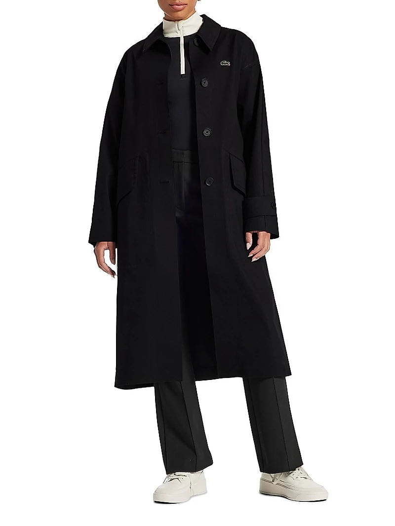 Lacoste x Bandier Belted Cotton-Blend Trench Coat