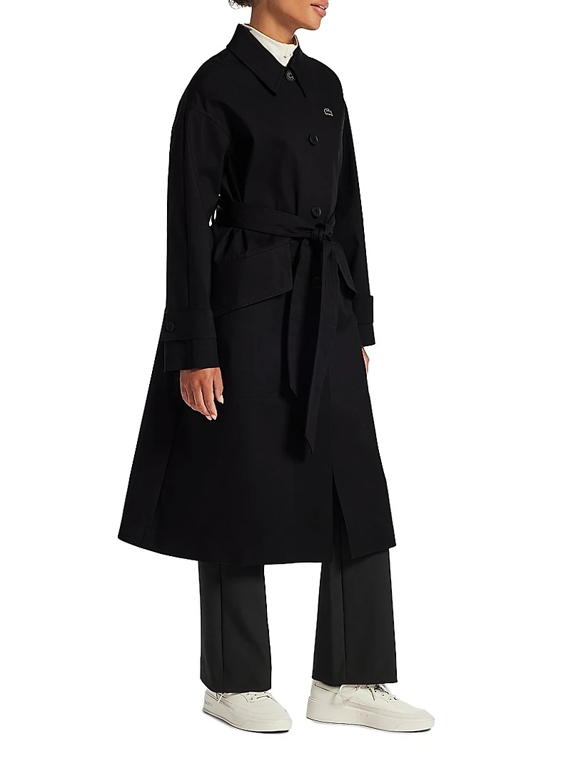 Lacoste x Bandier Belted Cotton-Blend Trench Coat