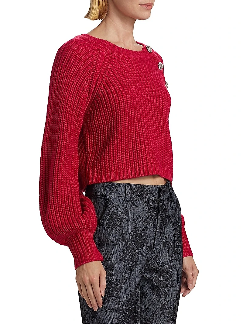 Keren Crystal-Detailed Cropped Sweater