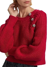 Keren Crystal-Detailed Cropped Sweater