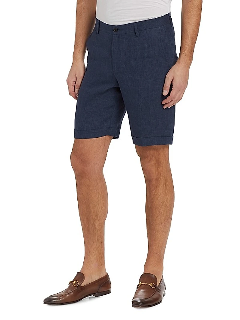 COLLECTION Linen Flat-Front Shorts