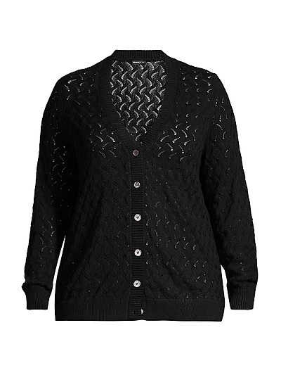 Cotton-Blend Pointelle-Knit Cardigan