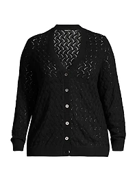 Cotton-Blend Pointelle-Knit Cardigan