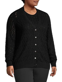 Cotton-Blend Pointelle-Knit Cardigan