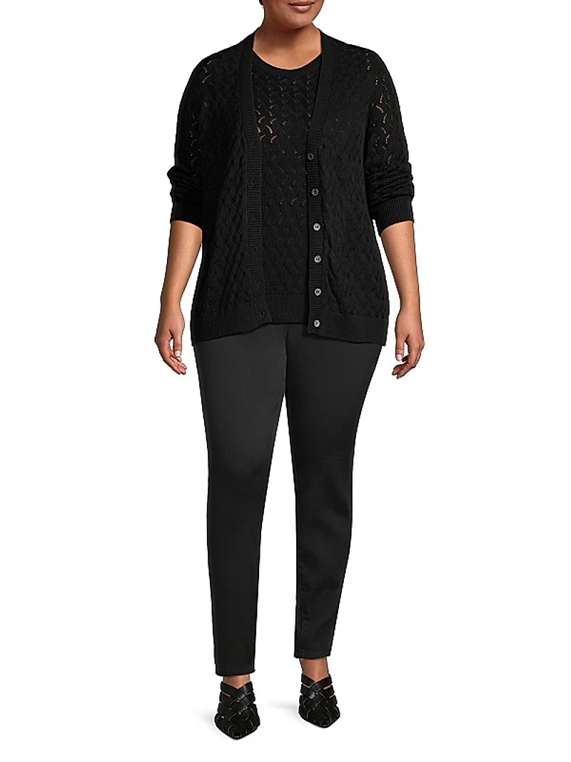 Cotton-Blend Pointelle-Knit Cardigan