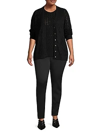 Cotton-Blend Pointelle-Knit Cardigan