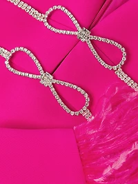 Corianne Crystal Bow & Feather Midi-Dress