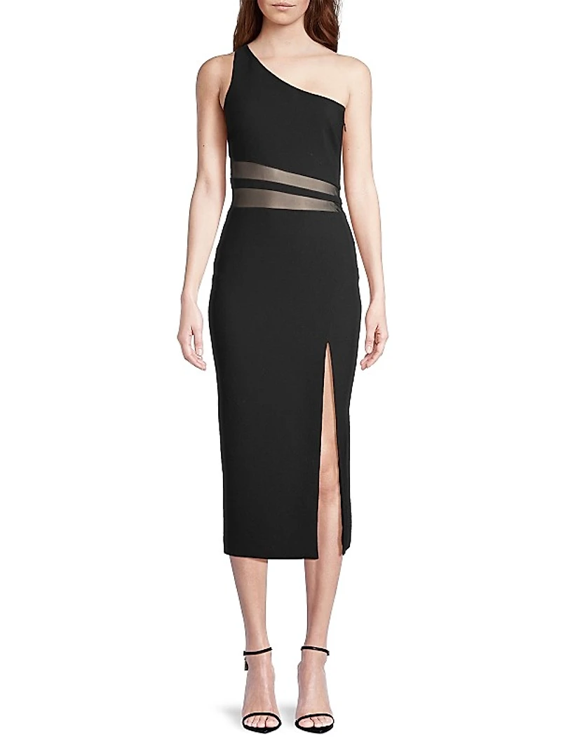 Nolita Mesh One-Shoulder Midi-Dress