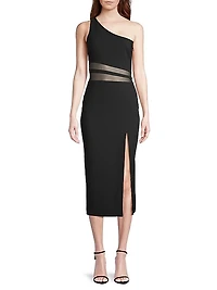 Nolita Mesh One-Shoulder Midi-Dress