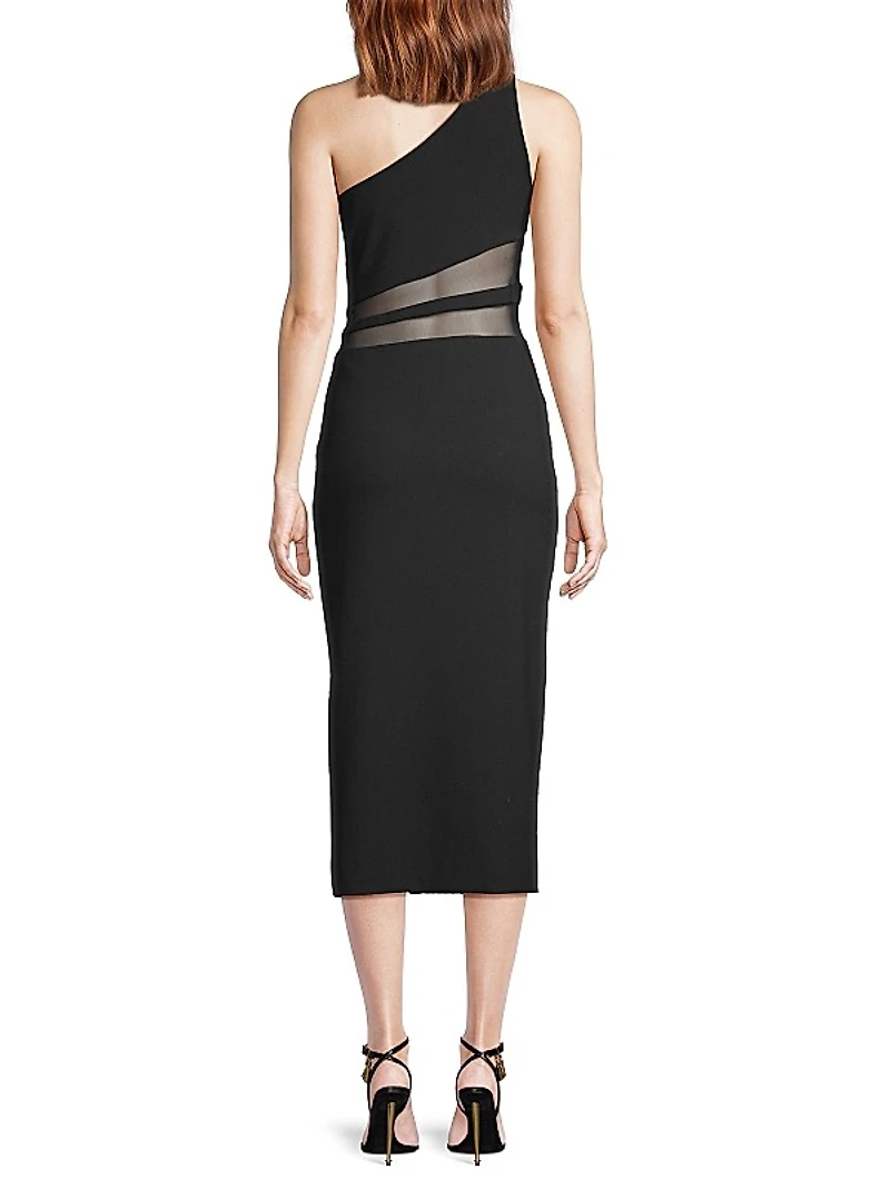 Nolita Mesh One-Shoulder Midi-Dress
