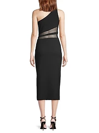 Nolita Mesh One-Shoulder Midi-Dress