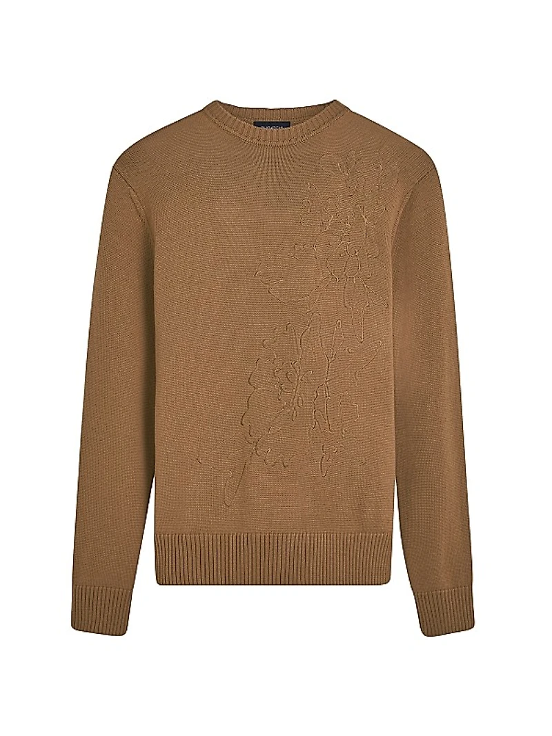 Embroidered Crewneck Long-Sleeve Sweater