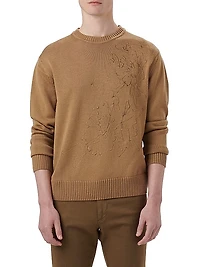 Embroidered Crewneck Long-Sleeve Sweater