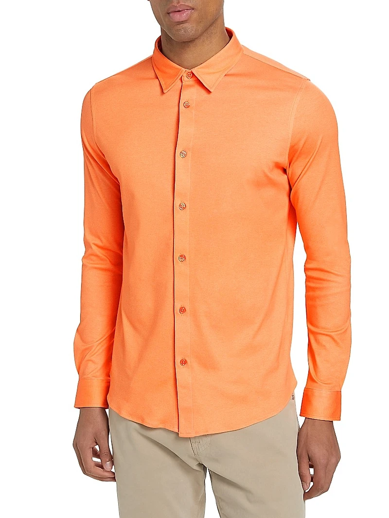 Heathered Cotton Slim-Fit Shirt