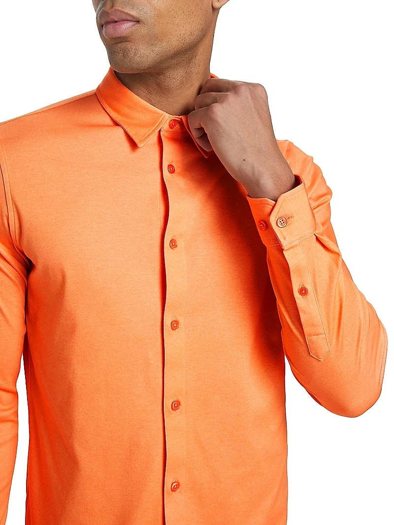 Heathered Cotton Slim-Fit Shirt